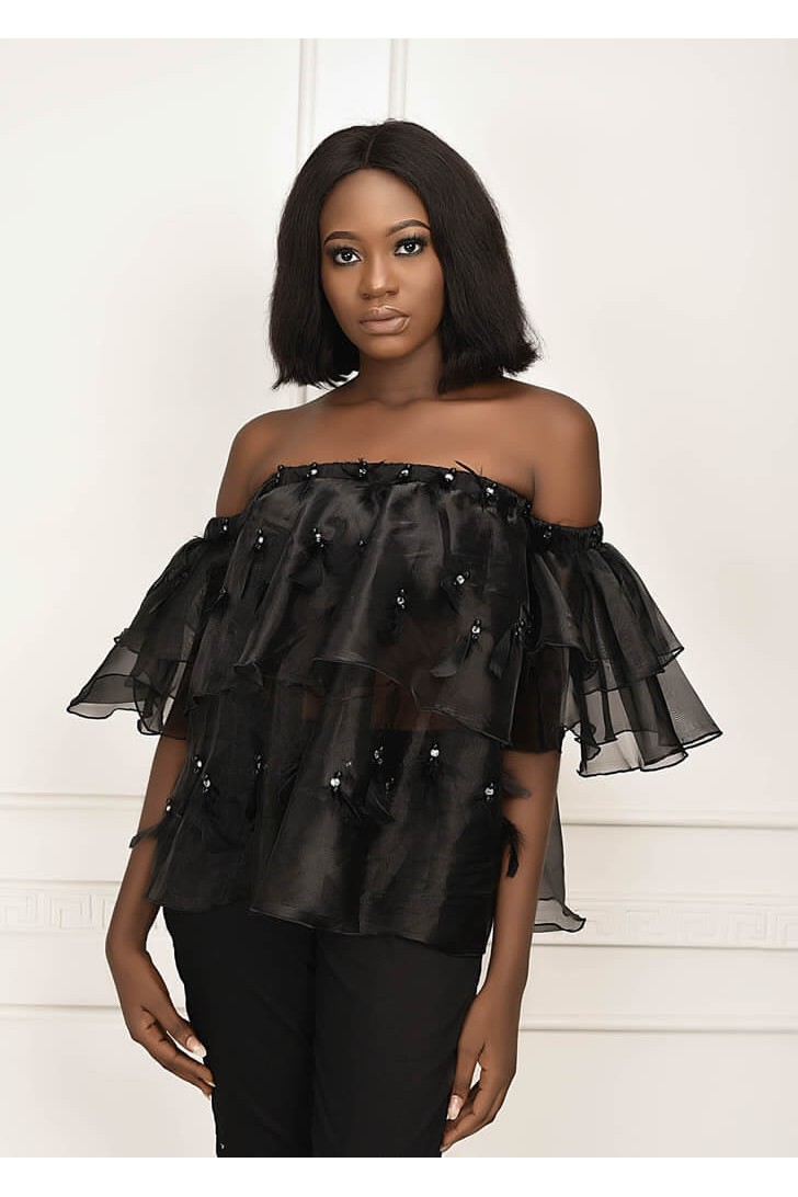 -OFF SHOULDER ORGANZA 