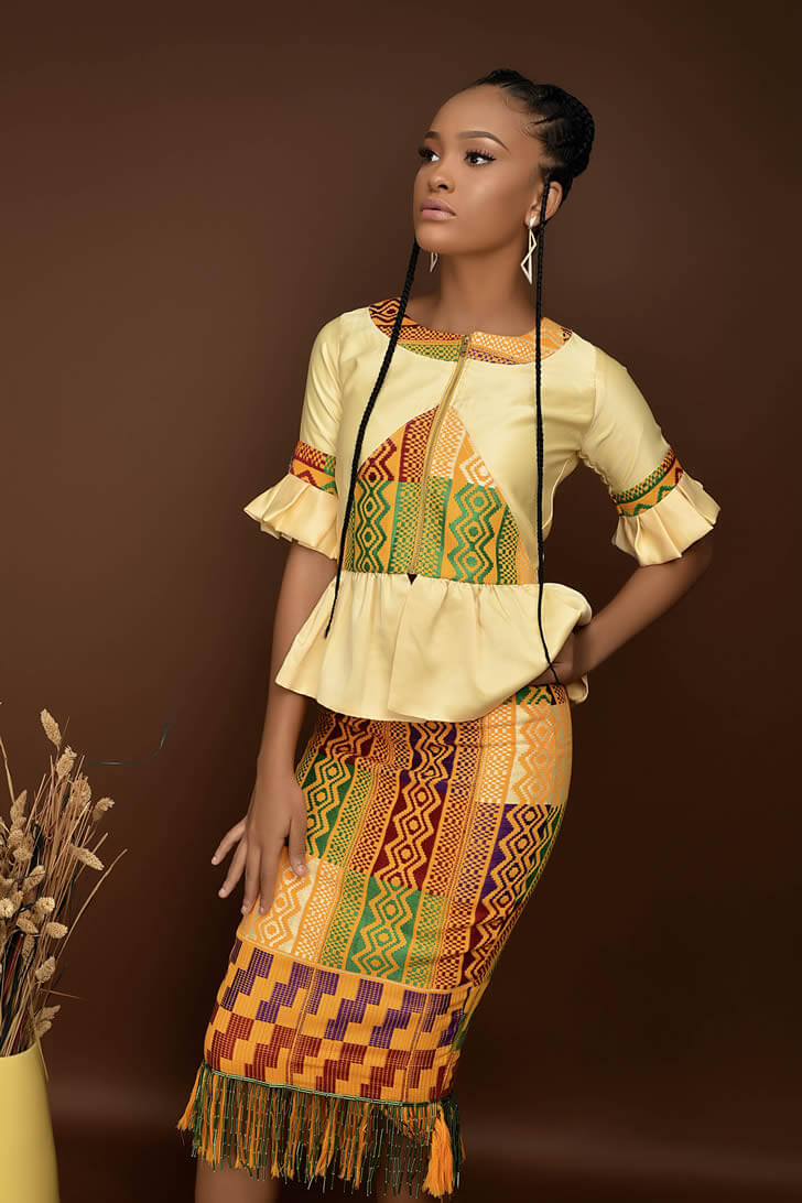 Authentic Woven Kente Embellished Skirt And Top